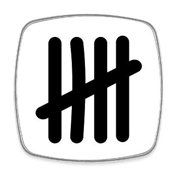 Strichliste Symbol - 5 Striche - Viereckiger Kühlschrankmagnet - Weiß - Vorne