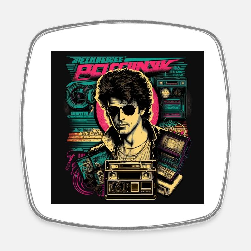 Retro 1 - Viereckiger Kühlschrankmagnet - Weiß