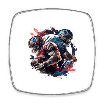 American Football - Spieler - Logo - Touchdown - Viereckiger Kühlschrankmagnet - Weiß - Vorne