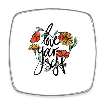 Heart of flowers love yourself - Square fridge magnet - white - Front