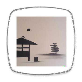 Minimal Japanese Culture - Viereckiger Kühlschrankmagnet - Weiß - Vorne