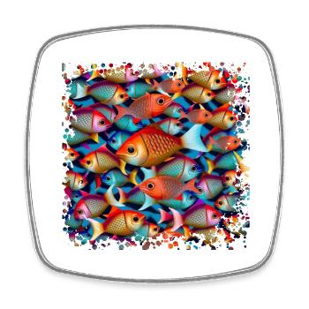Many fish swim in large schools - Square fridge magnet - white - Front