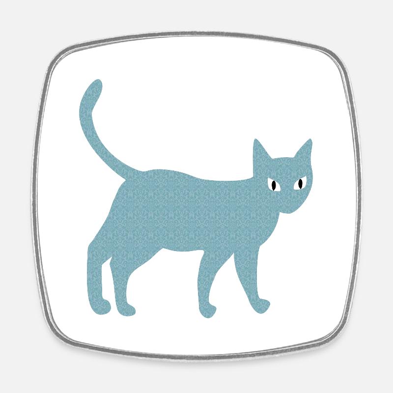 Cat with vintage pattern - Square fridge magnet - white
