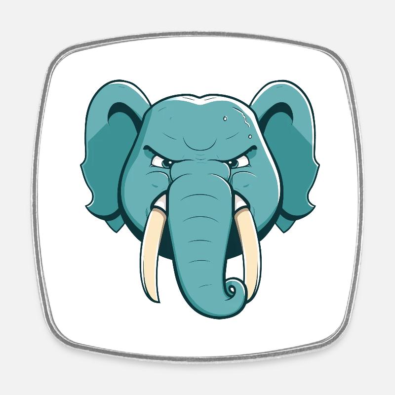 Elefant - Viereckiger Kühlschrankmagnet - Weiß