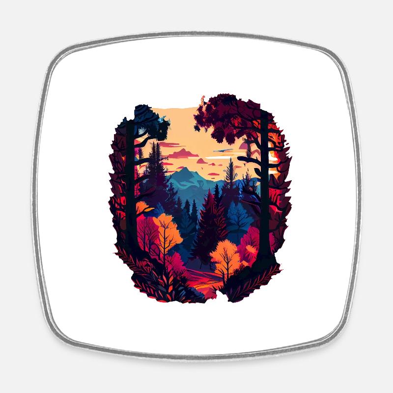 Forêt colorée - Magnet carré - blanc