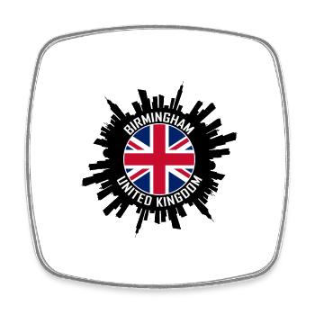 Birmingham Skyline Uk Flag Souvenir de voyage - Magnet carré - blanc - Devant