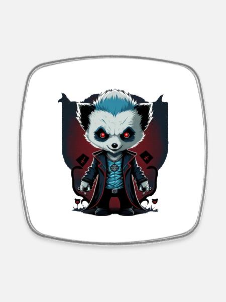Vampir Panda - Viereckiger Kühlschrankmagnet - Weiß