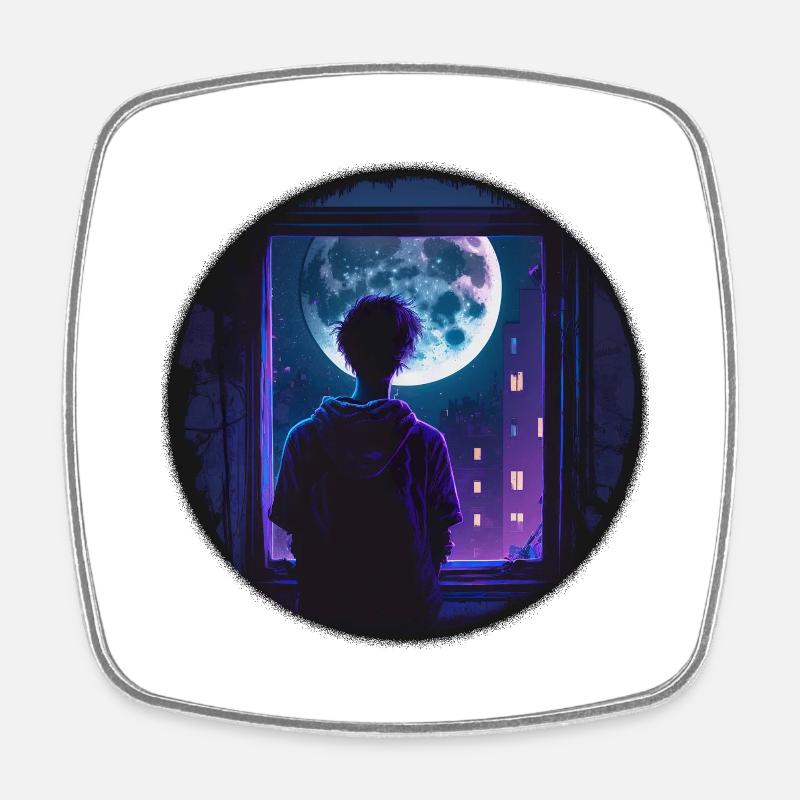 Moon Boy - Square fridge magnet - white