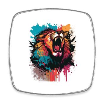 Lion - Magnet carré - blanc - Devant