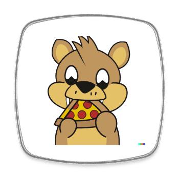 Hamster Pizza - Viereckiger Kühlschrankmagnet - Weiß - Vorne