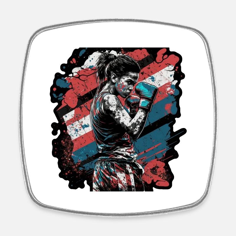 Fighter - Square fridge magnet - white