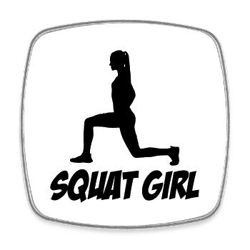 woman squat girl - Square fridge magnet - white - Front