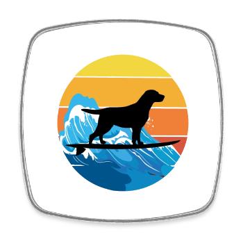 Labrador Retriever Dog Surfing Vintage Retro Sea - Magnet carré - blanc - Devant