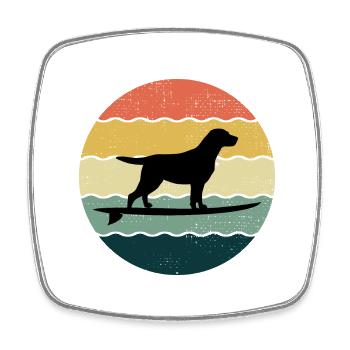 Labrador Retriever Dog Surfing Vintage Rétro - Magnet carré - blanc - Devant