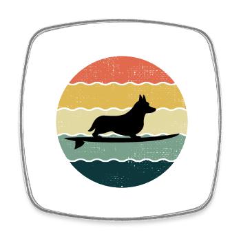 Cardigan Gallois Corgi Dog Surfing Vintage Rétro - Magnet carré - blanc - Devant