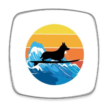 Cardigan Gallois Corgi Dog Surfing Vintage Rétro - Magnet carré - blanc - Devant