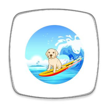 Labrador Retriever Chien Surf Vagues de la mer - Magnet carré - blanc - Devant