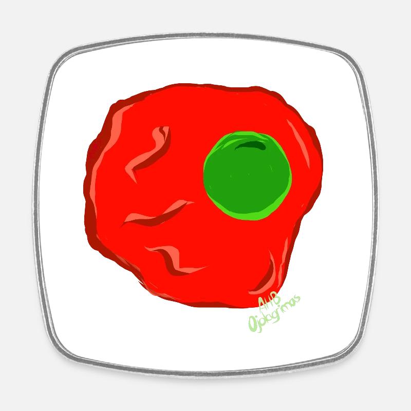 RED FRIED EGG - Square fridge magnet - white