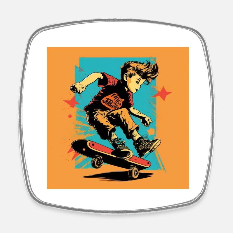skater boy - Square fridge magnet - white