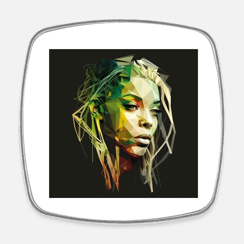 Face woman dreadlocks n°8 - Square fridge magnet - white