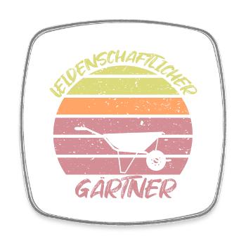Gärtner Schubkarre im Sonnenuntergang - Viereckiger Kühlschrankmagnet - Weiß - Vorne