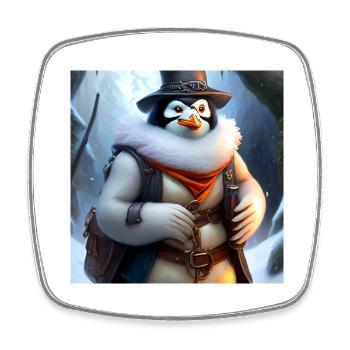 Penguin warriors in winter - Square fridge magnet - white - Front
