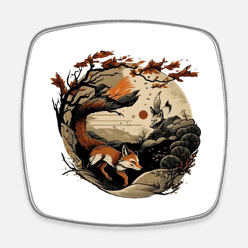 Fox 6 - Square fridge magnet - white