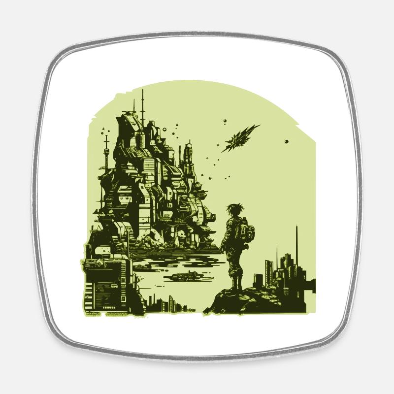 Bande dessinée de science-fiction dans un style rétro 8 bits - Magnet carré - blanc