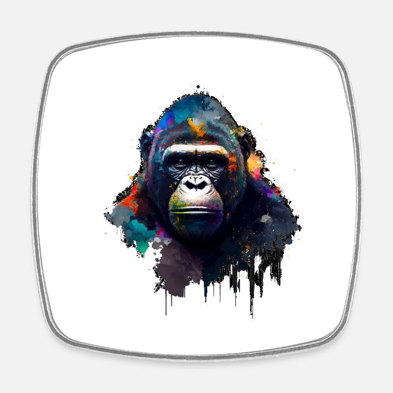 Abstract Gorilla n°2 - Square fridge magnet - white