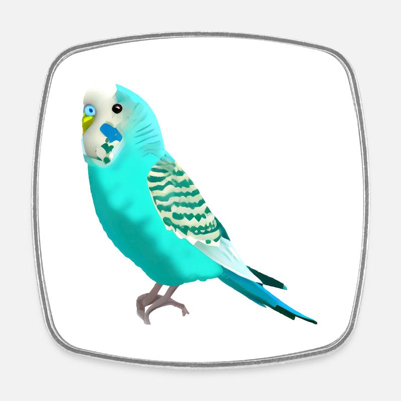 Sweet budgerigar - Square fridge magnet - white