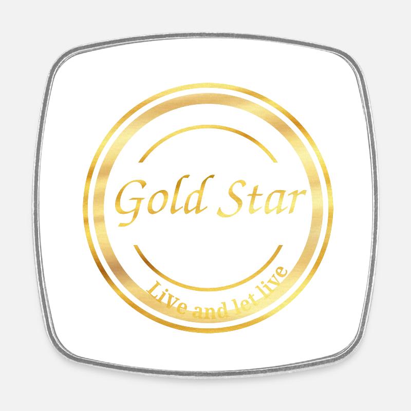 Logo, Design ,gold star ,Text - Square fridge magnet - white