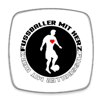 Fussballer mit Herz - Viereckiger Kühlschrankmagnet - Weiß - Vorne