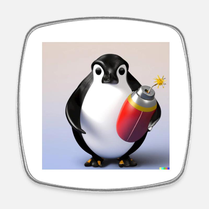 Bombe pingouin - Magnet carré - blanc