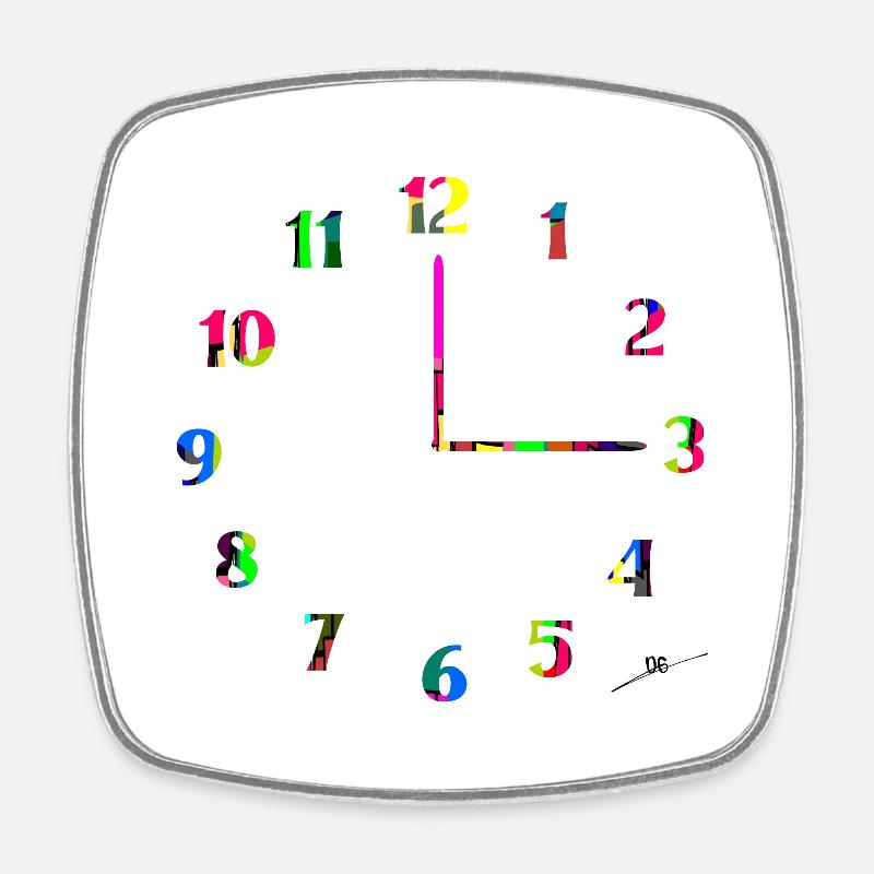 Clock - Square fridge magnet - white