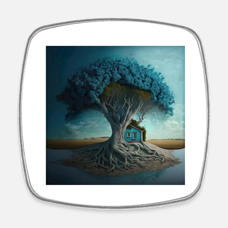 Zen tree n°4 - Square fridge magnet - white