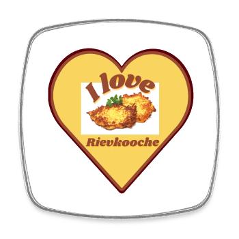 I love Rievkooche neu Beige Braun - Viereckiger Kühlschrankmagnet - Weiß - Vorne