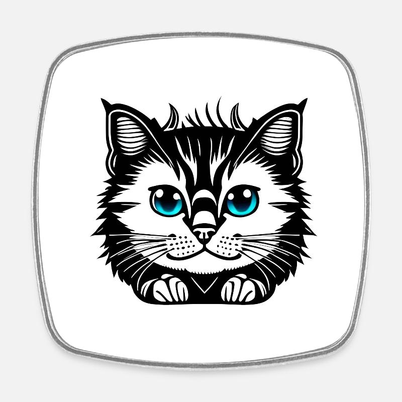 Chat mignon - Magnet carré - blanc