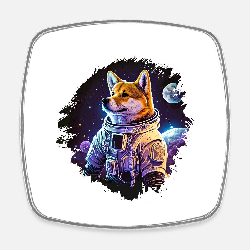 Intergalactic Shiba - Square fridge magnet - white