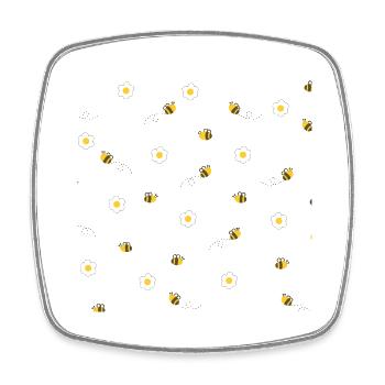 Bees and flowers - Square fridge magnet - white - Front
