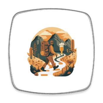 Hiking with beer in nature. Outdoor motif - Square fridge magnet - white - Front