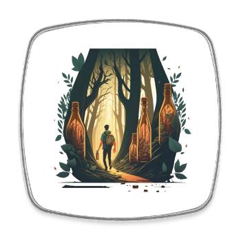 Randonneurs dans la forêt pleine de bière - Magnet carré - blanc - Devant
