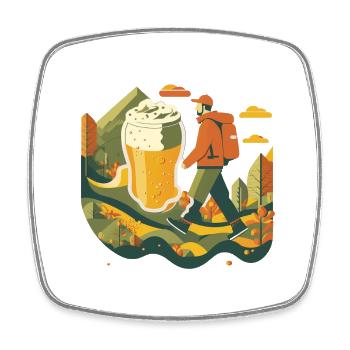 Randonnée dans la nature avec destination: bière - Magnet carré - blanc - Devant