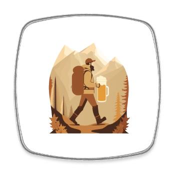 Wanderung mit Bier. Motiv für Outdoor Fans - Viereckiger Kühlschrankmagnet - Weiß - Vorne