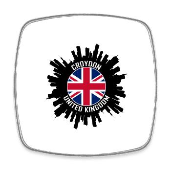 Croydon Skyline UK Flagge Reise-Souvenir - Viereckiger Kühlschrankmagnet - Weiß - Vorne