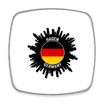 Hagen Skyline Germany Flag Travel Souvenir - Square fridge magnet - white - Front