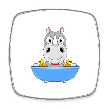 NASHORN - BADEWANNE - BADEN - TIER - TIERISCH - Viereckiger Kühlschrankmagnet - Weiß - Vorne