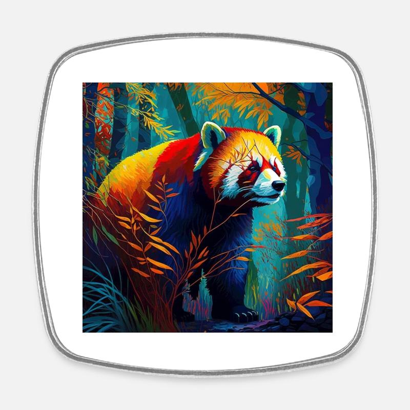 Cute Red Panda - Square fridge magnet - white