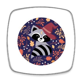 Raccoon with autumn pattern - Square fridge magnet - white - Front