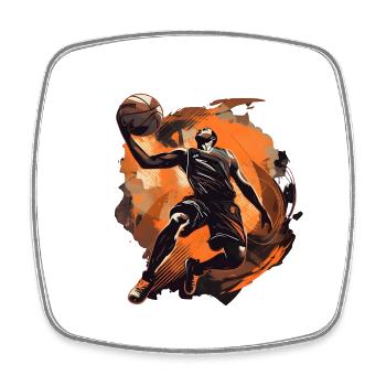 Basket Spieler - Viereckiger Kühlschrankmagnet - Weiß - Vorne