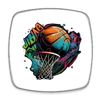 Graffiti de basket-ball coloré - Magnet carré - blanc - Devant